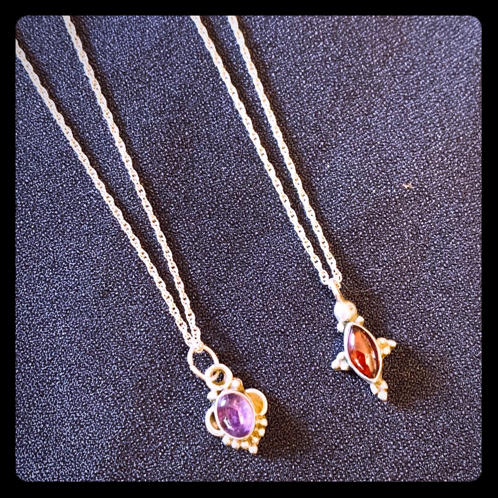 Sterling amethyst or garnet pendant